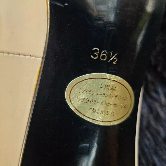 YSL Paris Women Heel Sandal Beige Leather Upper Shoes Saint Laurent Size 36.5 - Picture 9 of 11